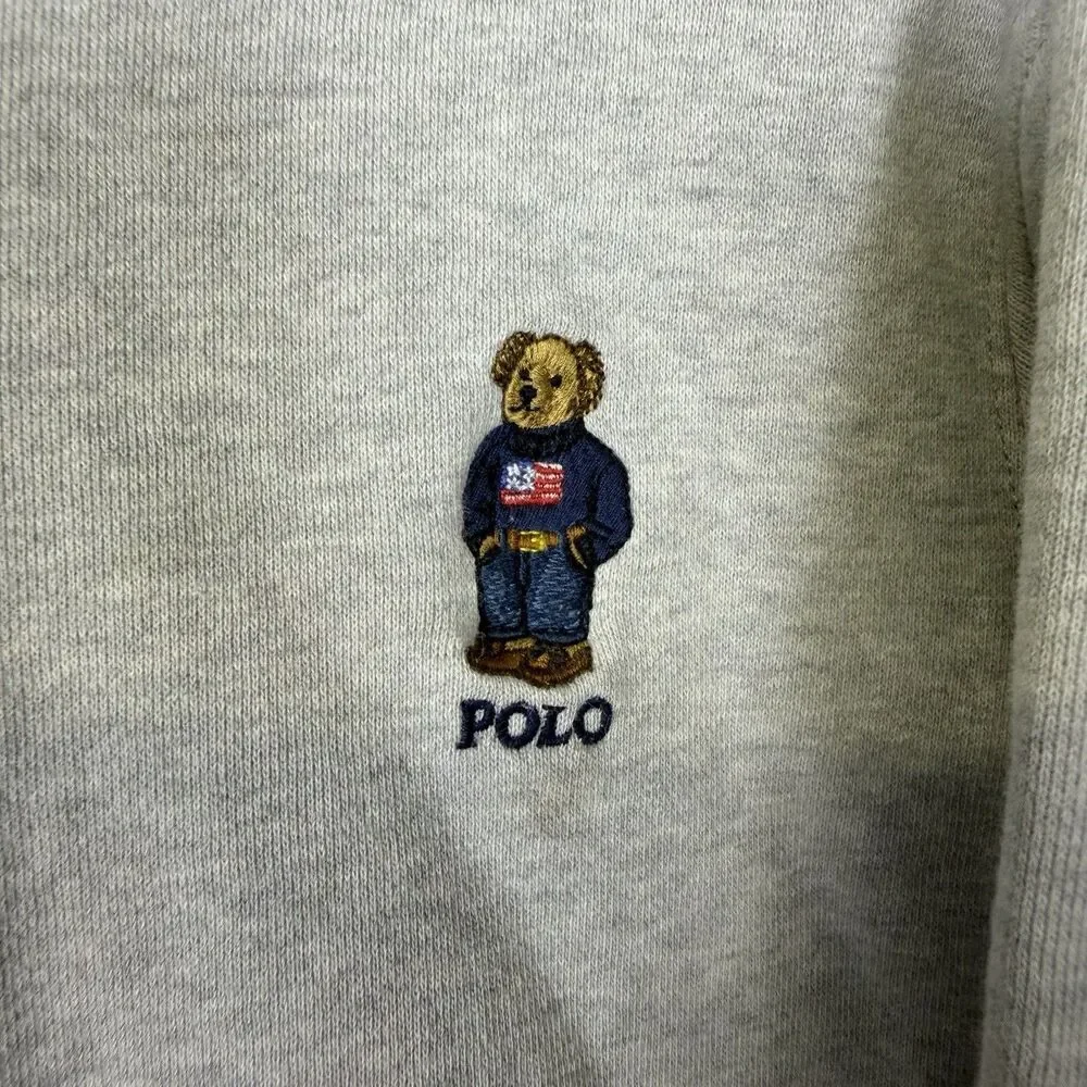 Polo Ralph Lauren Boys Gray Polo Bear Full Zip Hoodie Sweatshirt Boys Size 6